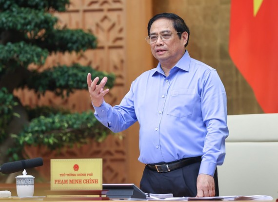 Thủ tướng Phạm Minh Chính phát biểu kết luận phiên họp. Ảnh: VIẾT CHUNG